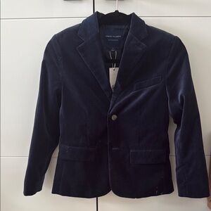 Navy Velvet Blazer with Button Details
